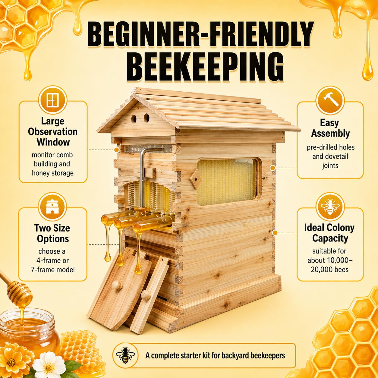2-in-1 자동 유로식 벌통, 4개 또는 7개의 자동 - Beehive Frame Wax 리뷰 및 가격